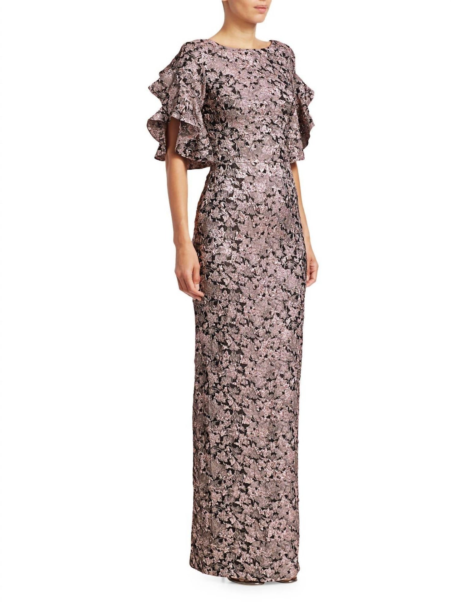 Theia - Brocade Ruffle Gown