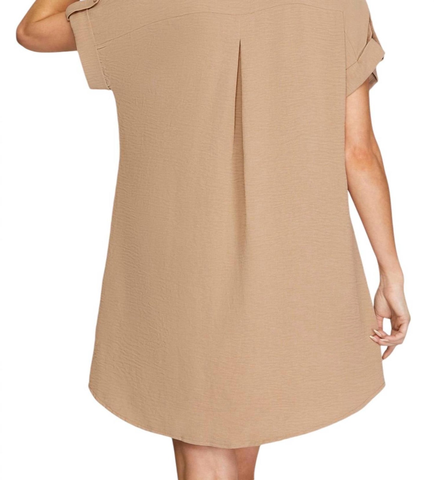 She + Sky - Drop Shoulder Button Up Shirt Dress