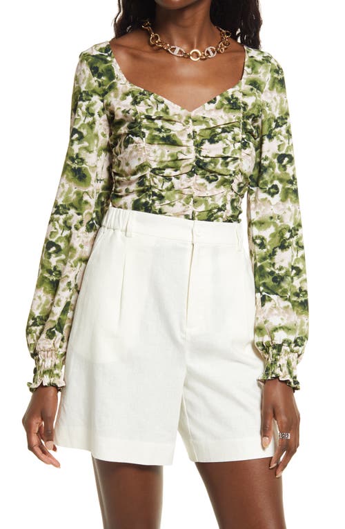 ruched-crop-top-olive-pink-watercolor-rose