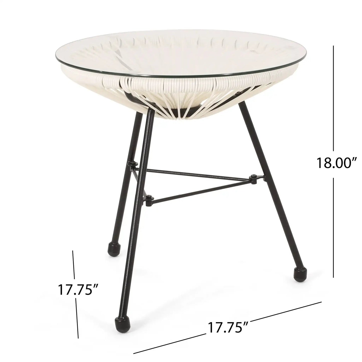 Nusa Modern Rattan Side Table With Tempered Glass Top