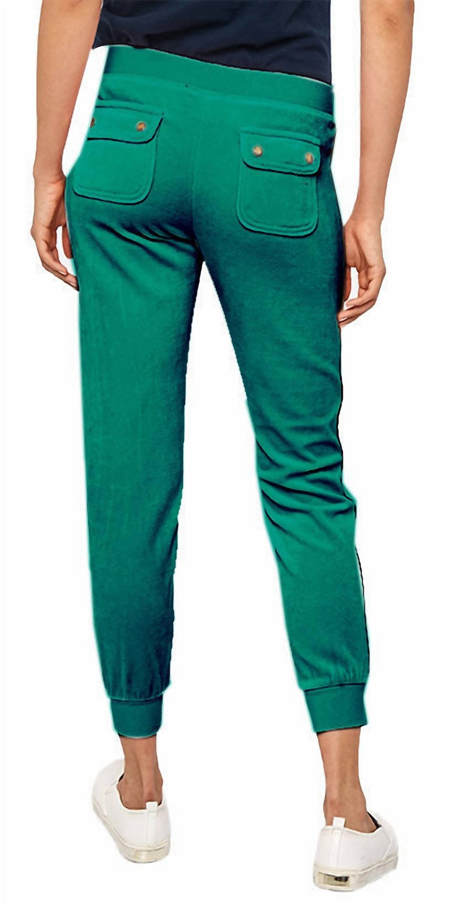 Juicy Couture - वीमेन हैटबॉक्स लॉरेक्स क्रेस्ट वेलोर ज़ूमा पैंट्स S