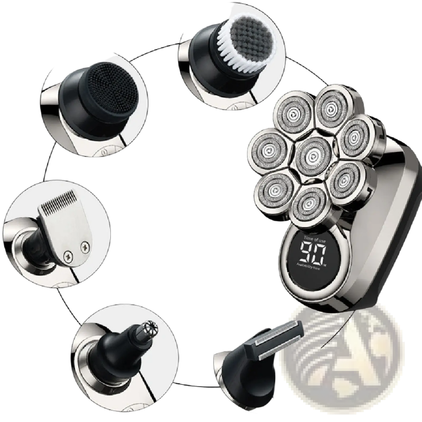8-in-1 Electric Head Shaver Waterproof Grooming Kit