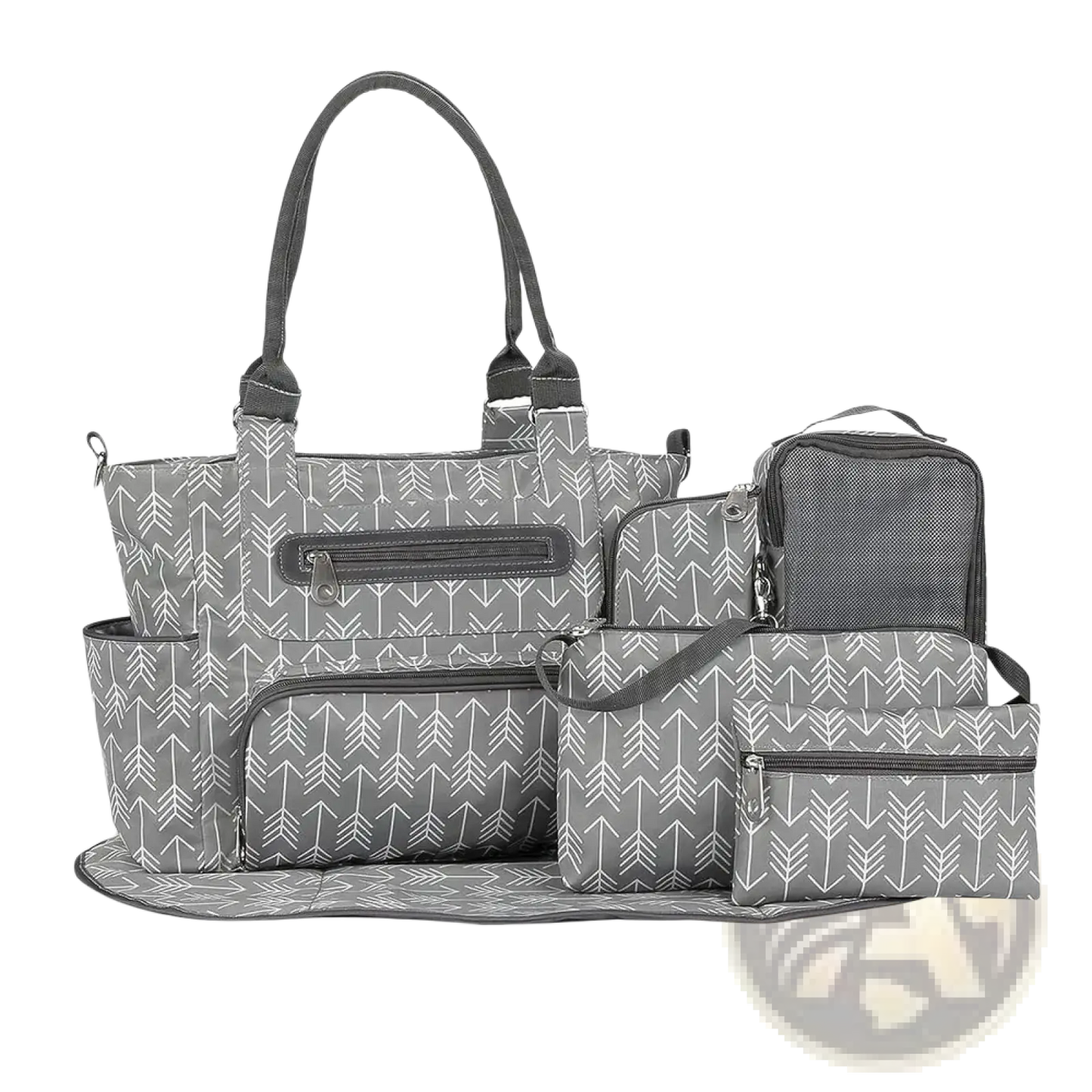 8 Piece Multifunctional Arrow Print Diaper Bag Set