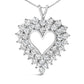 925 Sterling Silver 4.0 Cttw Diamond Two Row Open Heart 18" Pendant Necklace (I-J Color, I2-I3 Clarity)