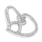 14K White Gold 1.0 Cttw White Diamond Awareness Ribbon & Open Heart 18" Pendant Necklace (H-I Color, I1-I2 Clarity) - White Diamond Ribbon