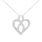 14K White Gold 1/4 cttw Round Cut Diamond Heart and Ribbon Center Pendant Necklace (H-I, I1-I2)