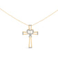 14K Yellow Gold Plated .925 Sterling Silver 1/6 Cttw Diamond Interlocking Heart and Ribbon Cross Pendant Necklace (H-I Color, I2-I3 Clarity) - 18" Inches