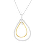14K Two-Tone Gold Round Cut Diamond Double Burst Pendant Necklace (1.00 cttw, H-I Color, SI2-I1 Clarity)