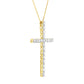 10K Yellow Gold Plated .925 Sterling Silver 4.0 Cttw Round Cut Diamond Cross Pendant Necklace (J-K Color, I1-I2 Clarity) - 18"