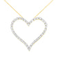 10k Yellow Gold Plated .925 Sterling Silver 3.0 cttw Round-Cut Diamond Open Heart Pendant Necklace (J-K Color, I1-I2 Clarity) - 18"