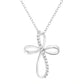 10K Yellow Gold Plated .925 Sterling Silver Diamond Accent Cross Ribbon 18" Pendant Necklace (I-J Color, I2-I3 Clarity)