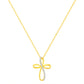 10K Yellow Gold Plated .925 Sterling Silver Diamond Accent Cross Ribbon 18" Pendant Necklace (I-J Color, I2-I3 Clarity)