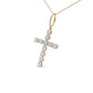 10K Yellow Gold 5/8 Cttw Miracle Set Round Diamond Circle Link Cross Men's Pendant Necklace