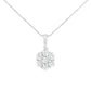 14K White Gold 2.00 Cttw Brilliant Round-Cut Diamond 7 Stone Flower Cluster 18" Pendant Necklace (H-I Color, SI2-I1 Clarity)
