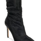 Badgley Mischka Women's Ronnie Fabric Pointed Toe Mid Calf Shoes Black Size 8.5