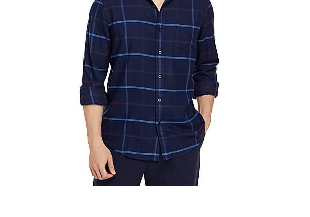 The Men's Store at Bloomingdale's Regular Fit Long Sleeve Twill Flannel Shirt Blue