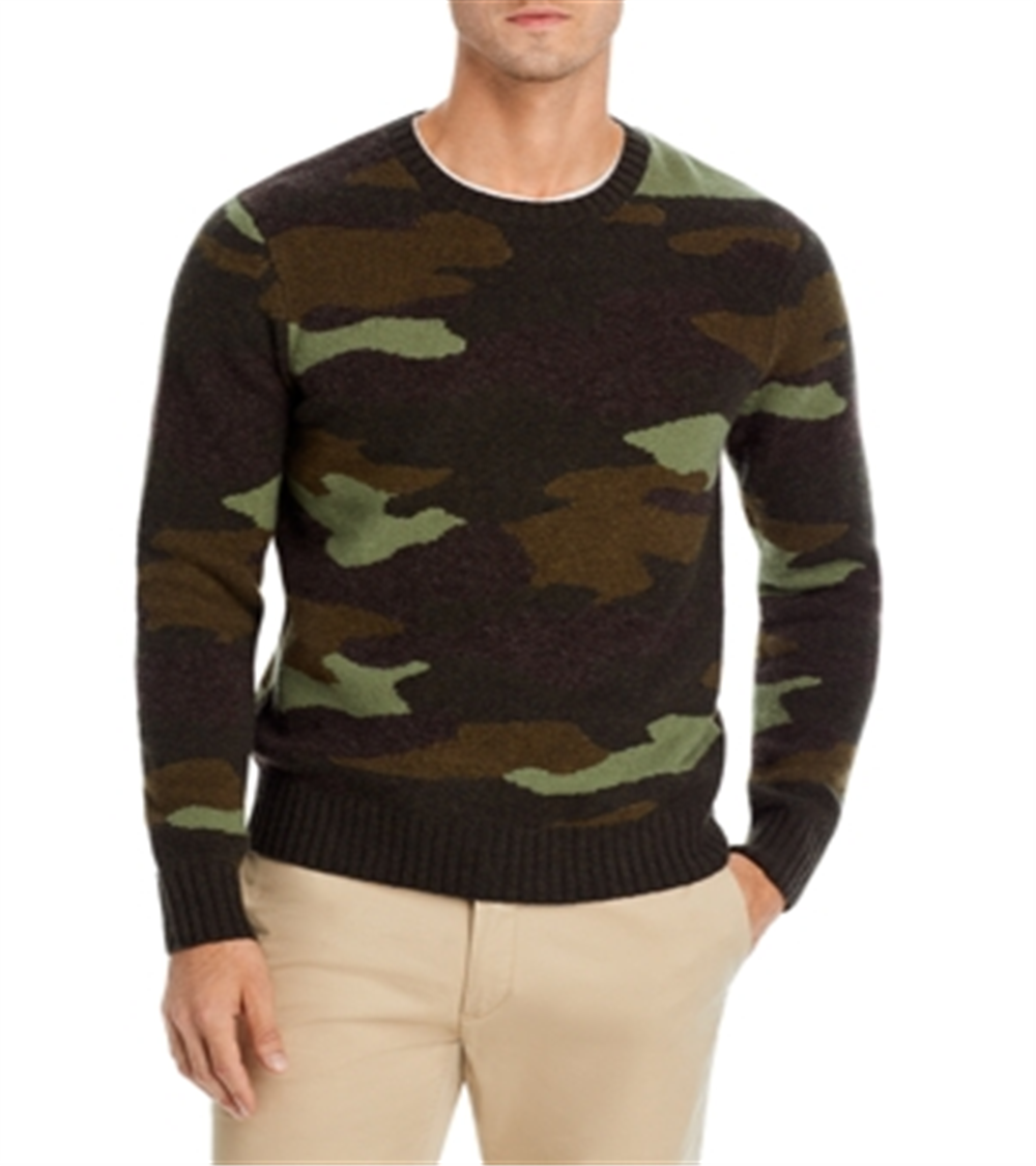 The Men's Store at Bloomingdale's Camo Crewneck Merino Wool Sweater Red Size S