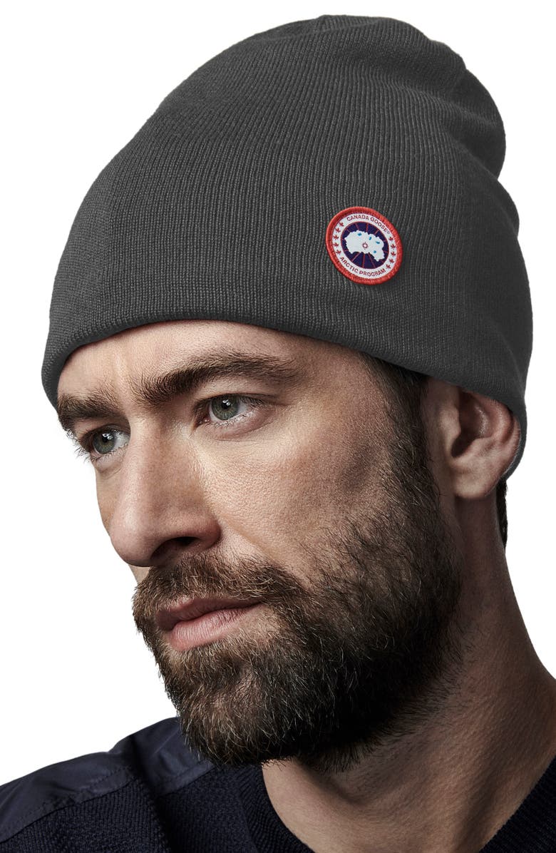 Canada Goose Men's Standard Wool Blend Beanie Gray Regular