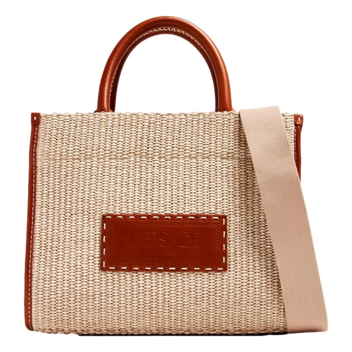 Versace - Women's Athena Raffia Leather Small Shopper Tote Bag