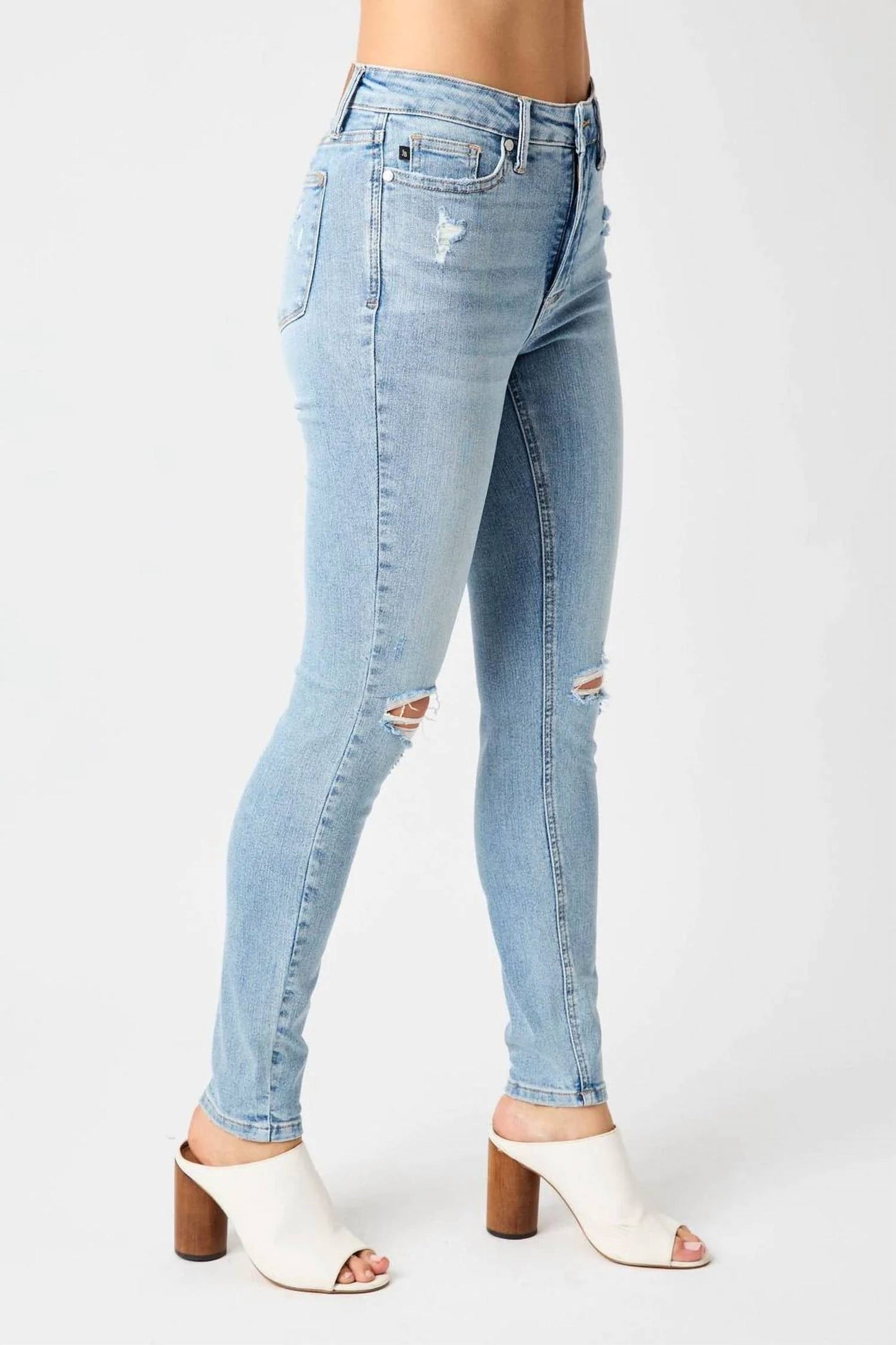 Judy Blue - Mid Rise Tummy Control Destroy Skinny Jeans