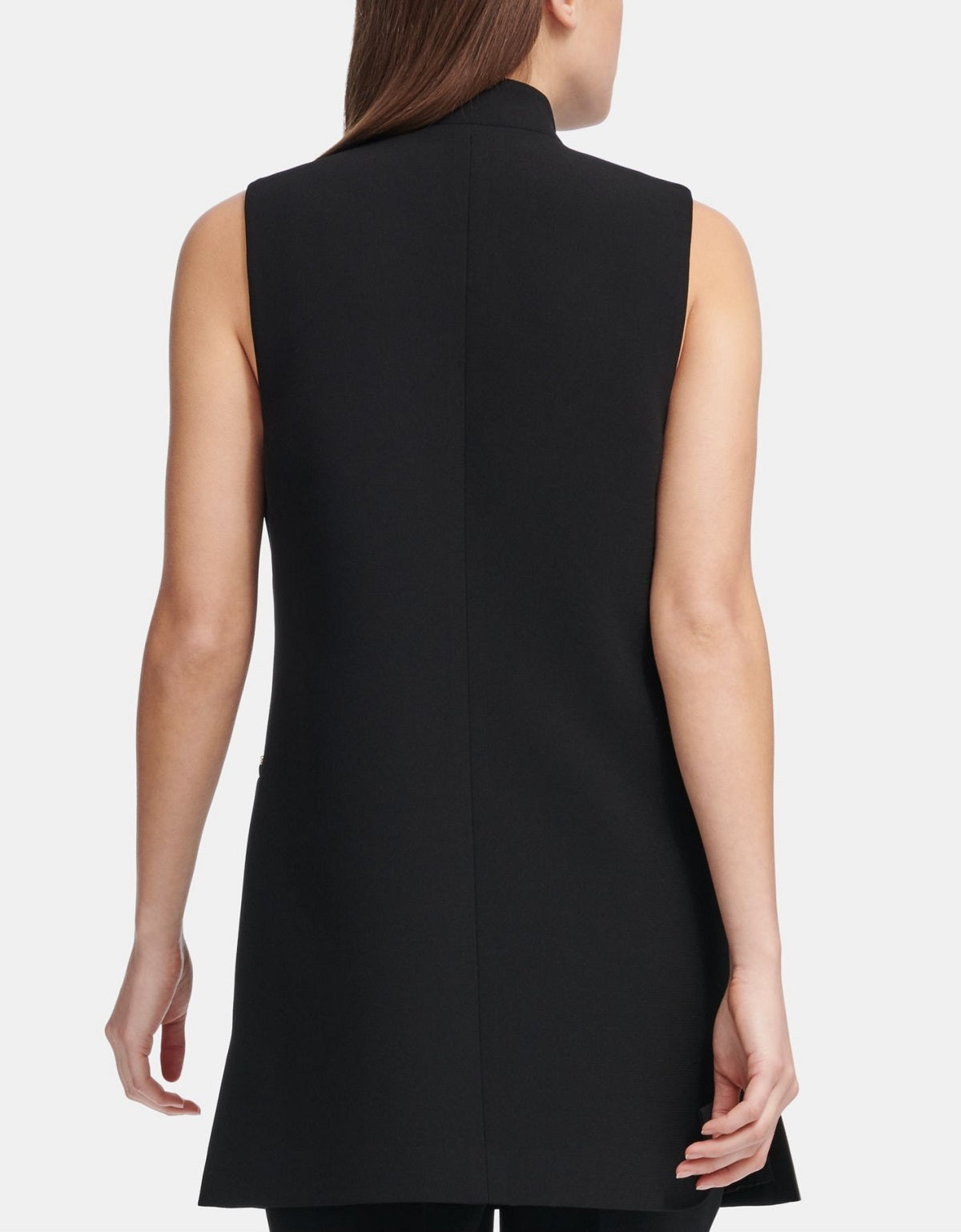 DKNY Women's Notched Lapel Sleeveless Blazer Black Size 4