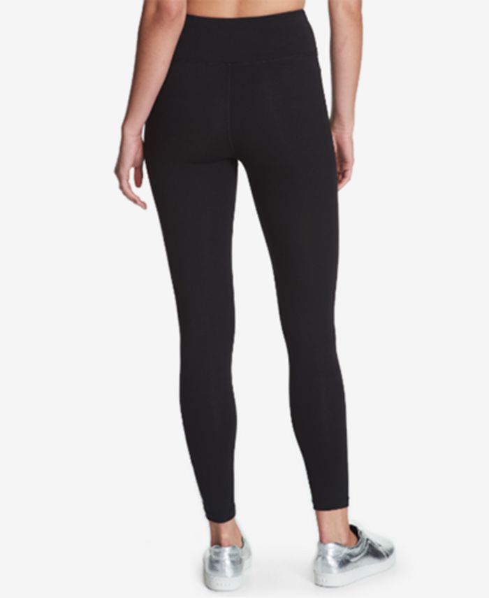 DKNY विमेन्स स्पोर्ट हाई राइज लोगो वर्कआउट फुल लेंथ लेगिंग्स ब्लैक साइज़ मीडियम