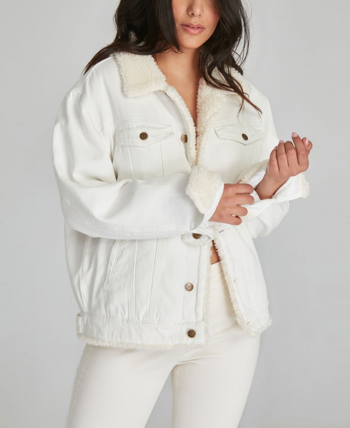 Lola Jeans Women's Trucker Jacket White Size X-Large