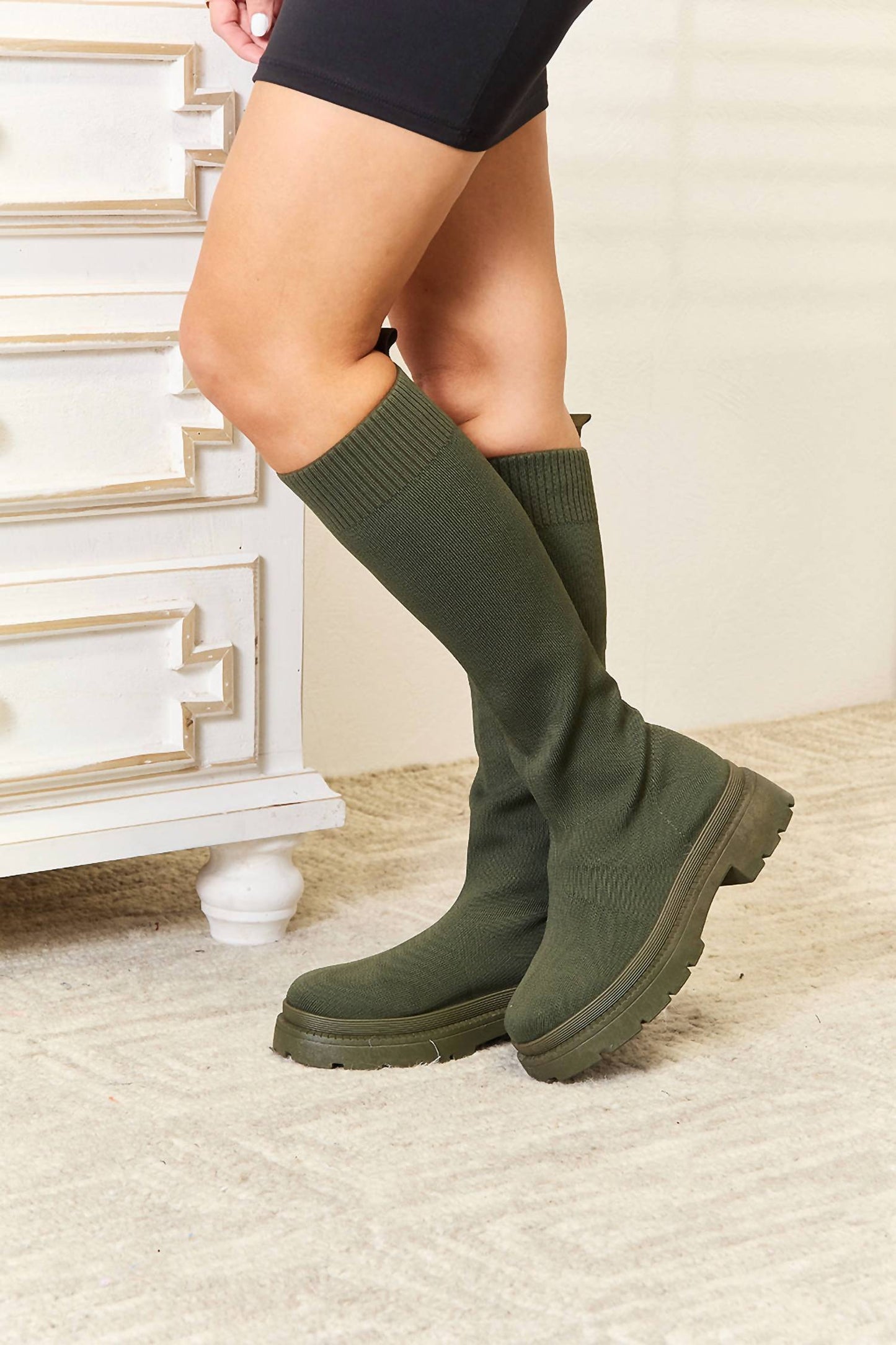 Zenana - WILD DIVA Footwear Knee High Platform Sock Boots