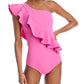 Chiara Boni La Petite Robe Ruffled Asymmetric One Piece Swimsuit
