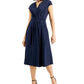 Weekend Max Mara Women's Vertice Pleated Midi Dress Blue Size 1