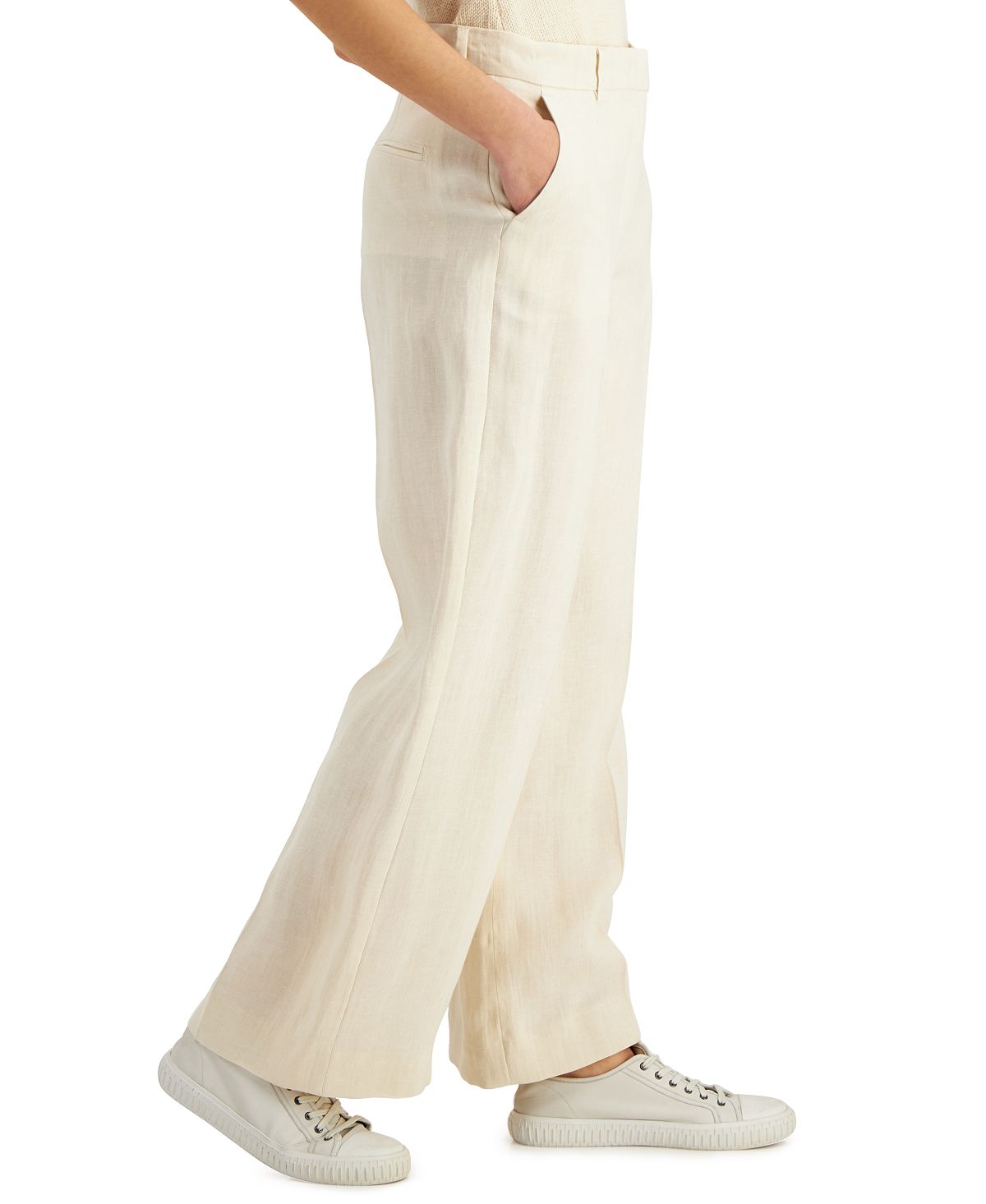 Weekend Max Mara Women's Andreis Linen Wide Leg Pants Brown Size 14