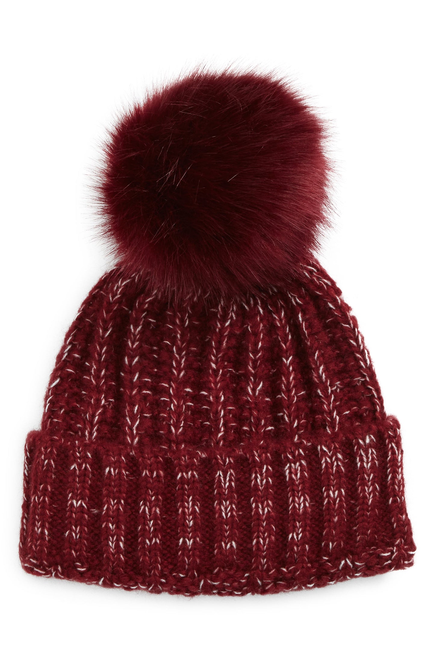 kyi-kyi-chunky-wool-blend-beanie-with-faux-fur-pom-bordo