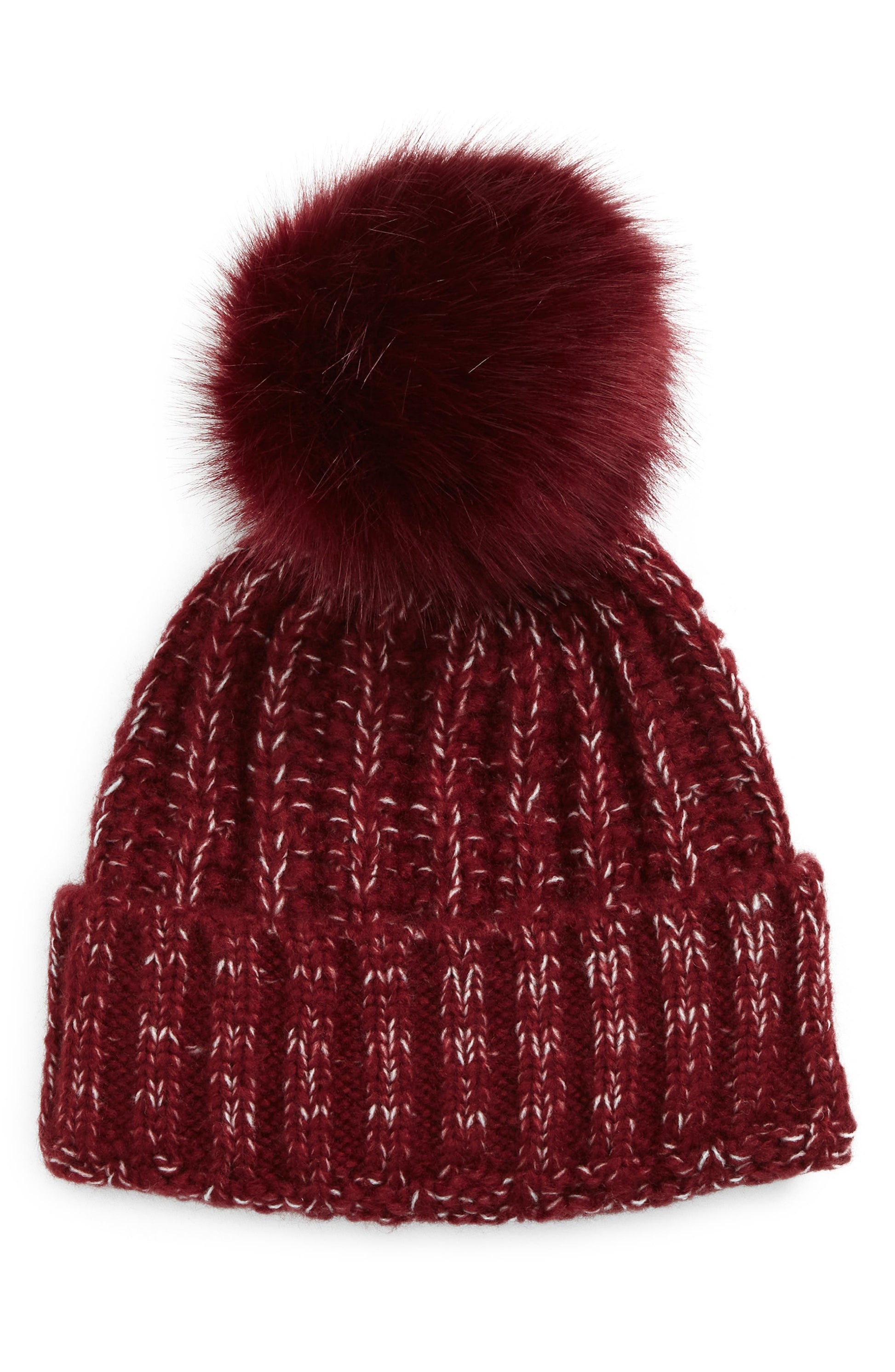 kyi-kyi-chunky-wool-blend-beanie-with-faux-fur-pom-bordo