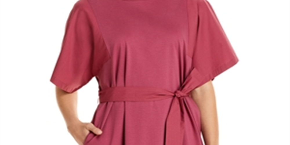 Weekend Max Mara Women's Belted T-Shirt Dress Pink Size Large