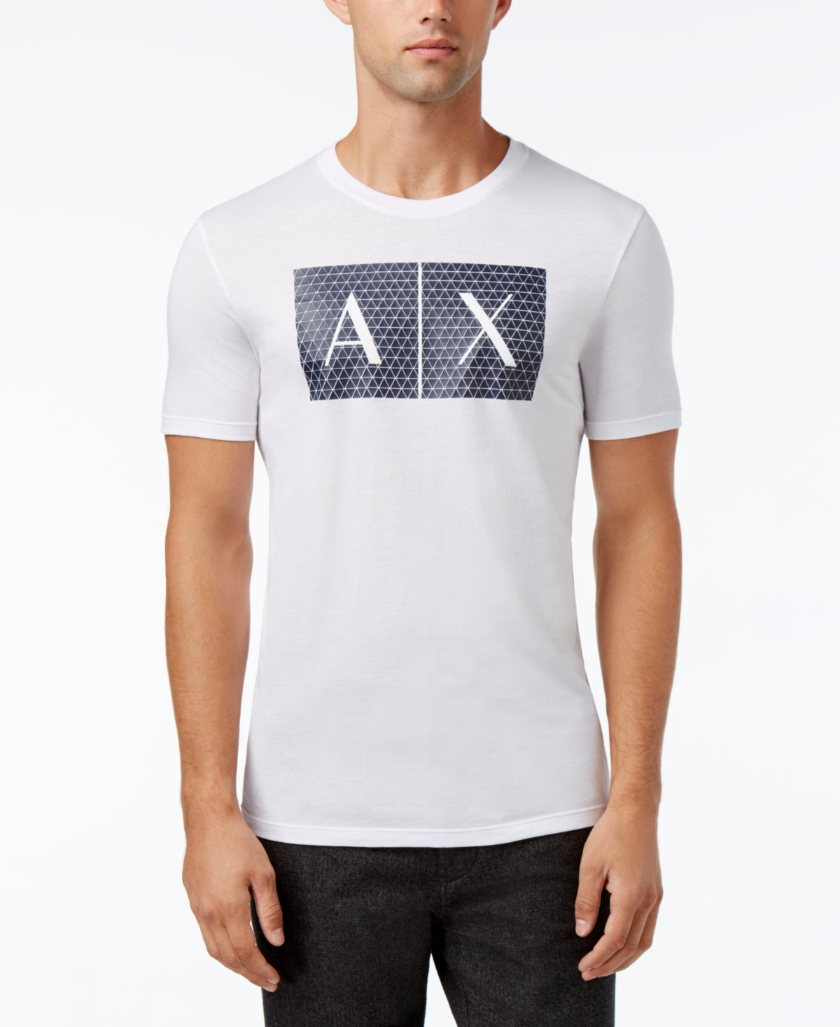 AX Armani Exchange पुरुषों की फाउंडेशन ट्रायंगुलेशन टी-शर्ट, सफ़ेद, साइज़ M