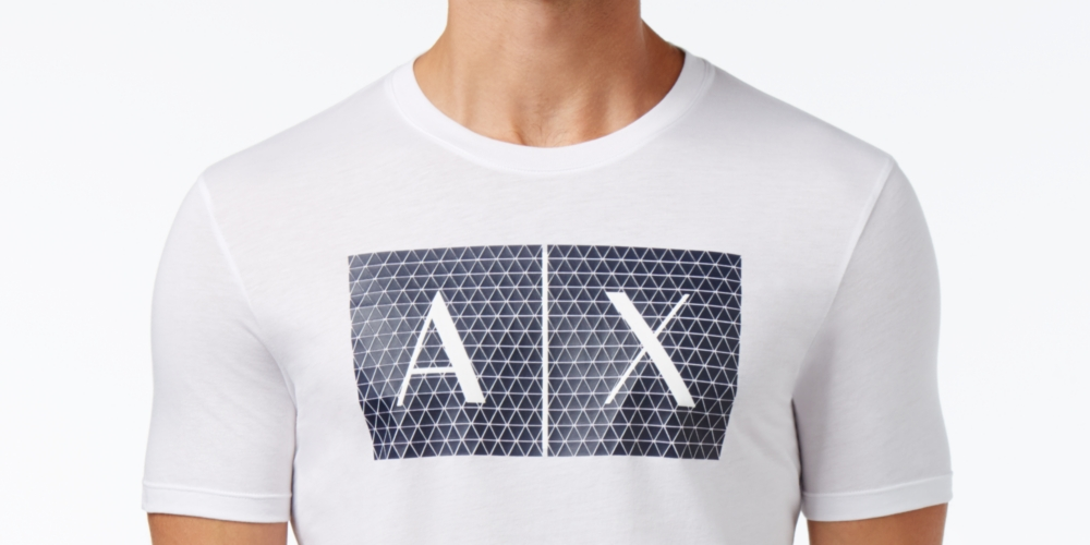 AX Armani Exchange पुरुषों की फाउंडेशन ट्रायंगुलेशन टी-शर्ट, सफ़ेद, साइज़ M