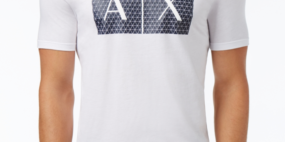 AX Armani Exchange पुरुषों की फाउंडेशन ट्रायंगुलेशन टी-शर्ट, सफ़ेद, साइज़ M