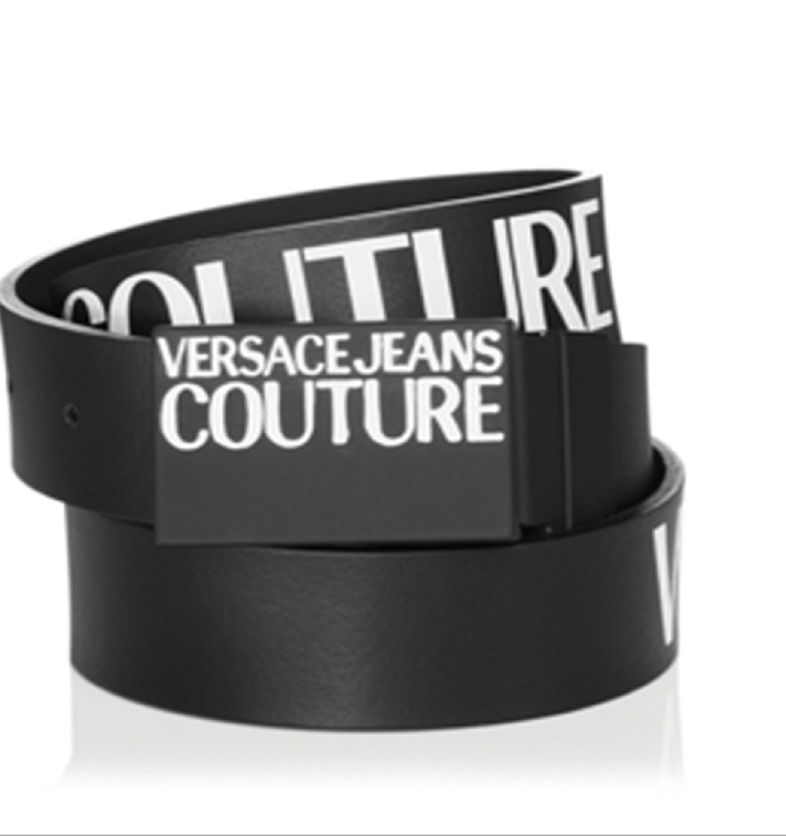Versace Jeans Couture Women's Logo Buckle Leather Belt Black Size Regular
