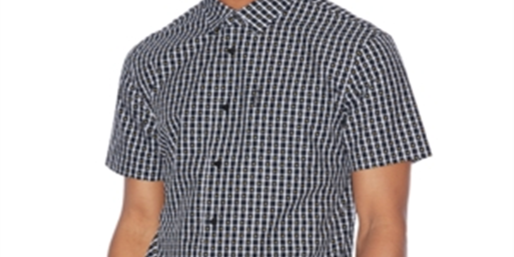 AX Armani Exchange Men's Star Grid Shirt Black Size Small