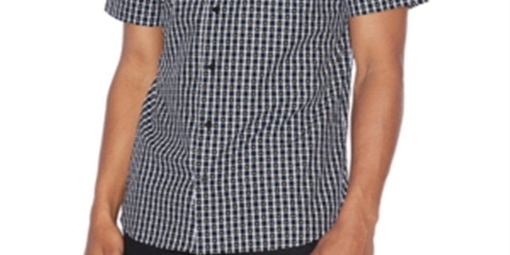 AX Armani Exchange Men's Star Grid Shirt Black Size Small