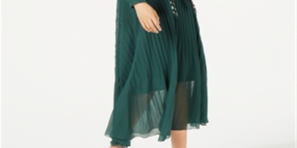 Marella Women's Pleated Belted Maxi Dress Green Size 6