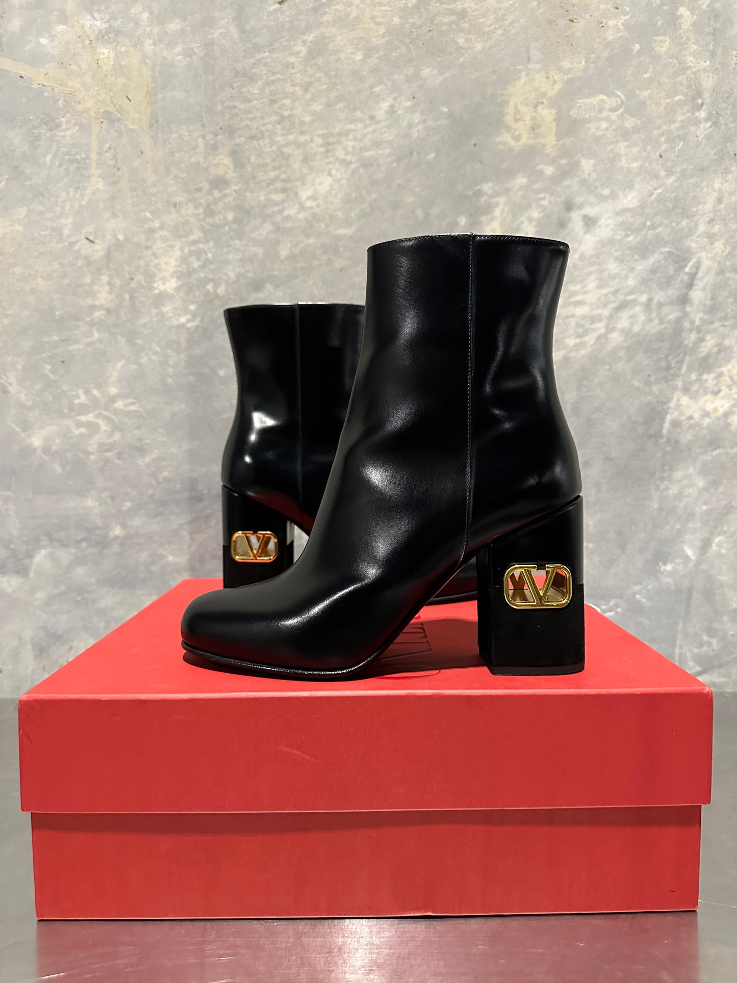 Valentino Garavani Women's Heritage Vlogo Bootie Black Size 7