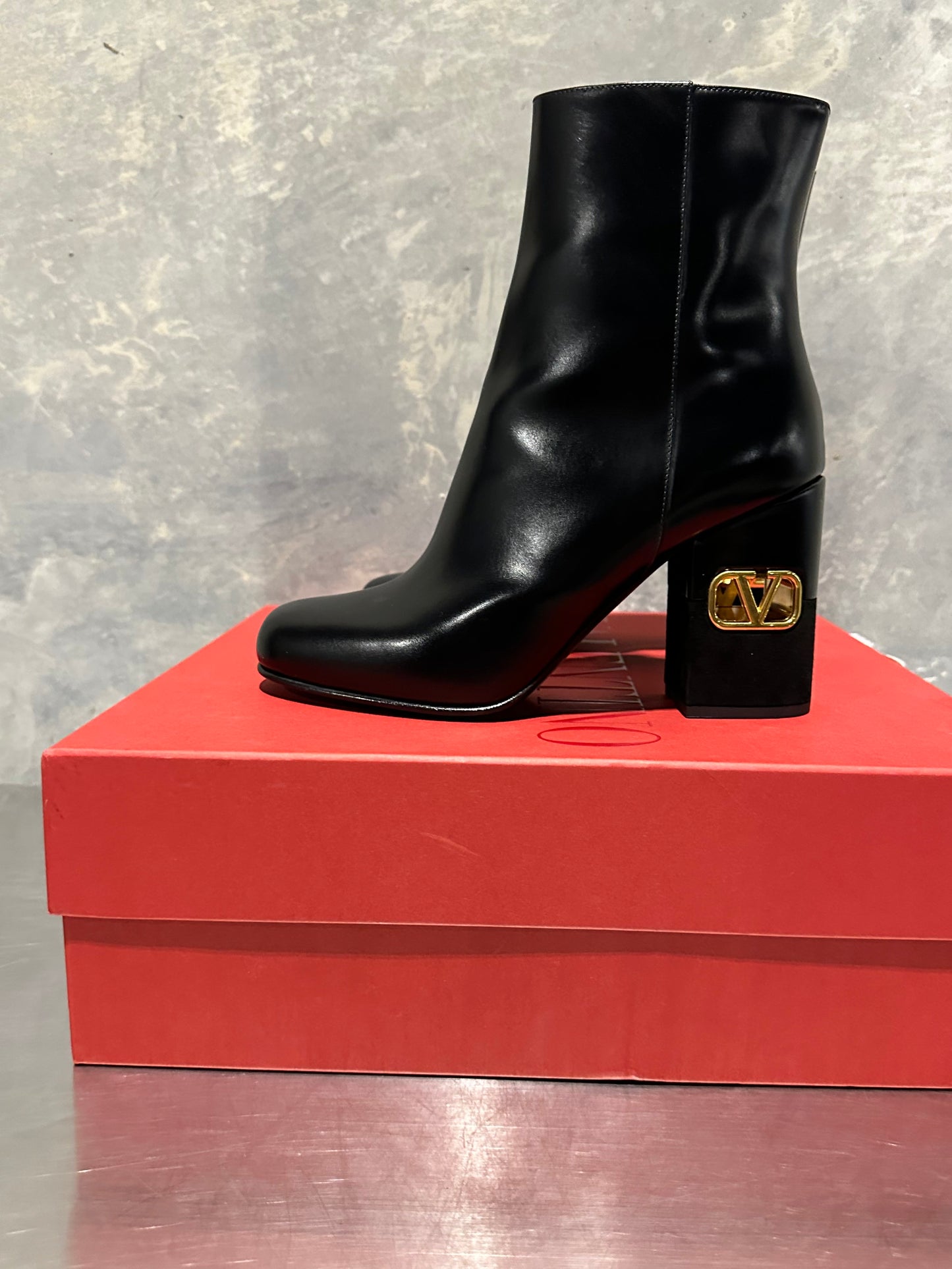 Valentino Garavani Women's Heritage Vlogo Bootie Black Size 7