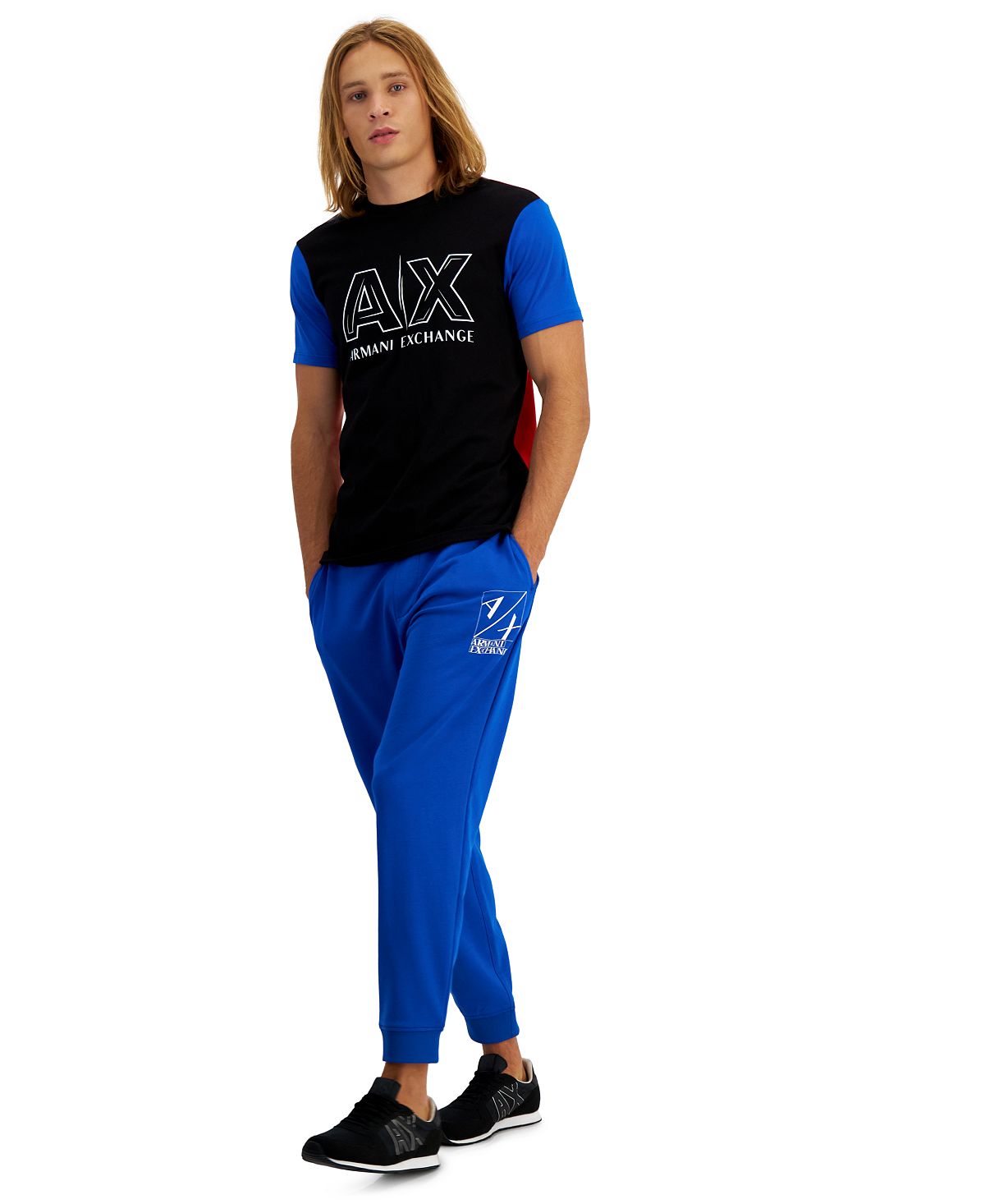A|X Armani Exchange Men's Tri Color Logo T-Shirt Black Size X-Large