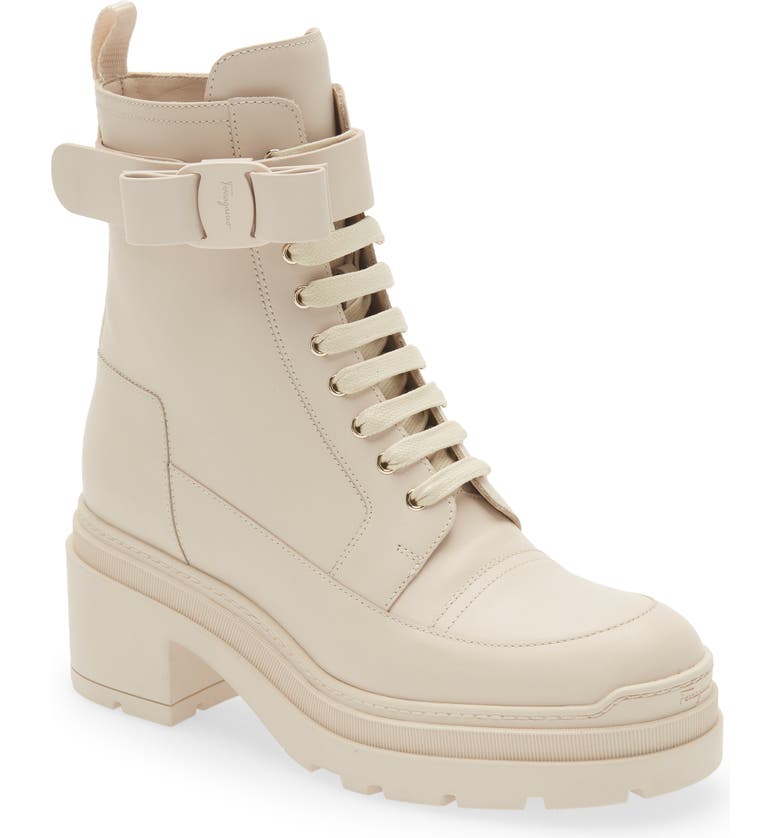 Salvatore Ferragamo महिलाओं के लोबर कॉम्बैट बूट ब्राउन साइज़ 8 C