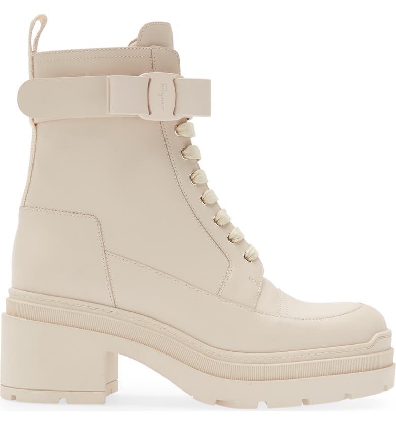 Salvatore Ferragamo महिलाओं के लोबर कॉम्बैट बूट ब्राउन साइज़ 8 C