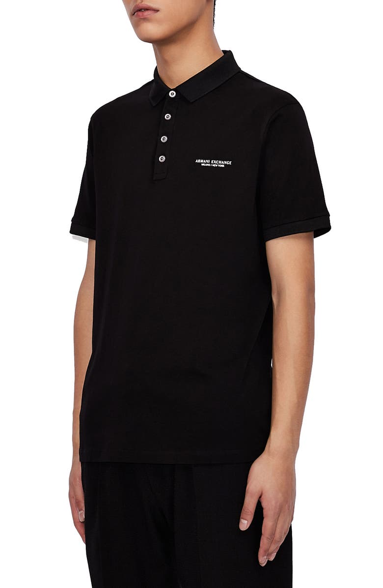 AX Armani Exchange पुरुषों की मिलानो न्यूयॉर्क लोगो पोलो शर्ट, काला, मीडियम साइज़