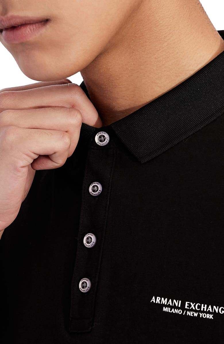 AX Armani Exchange पुरुषों की मिलानो न्यूयॉर्क लोगो पोलो शर्ट, काला, मीडियम साइज़
