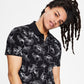 A|X Armani Exchange Men's Flower Print Polo Black Size Medium