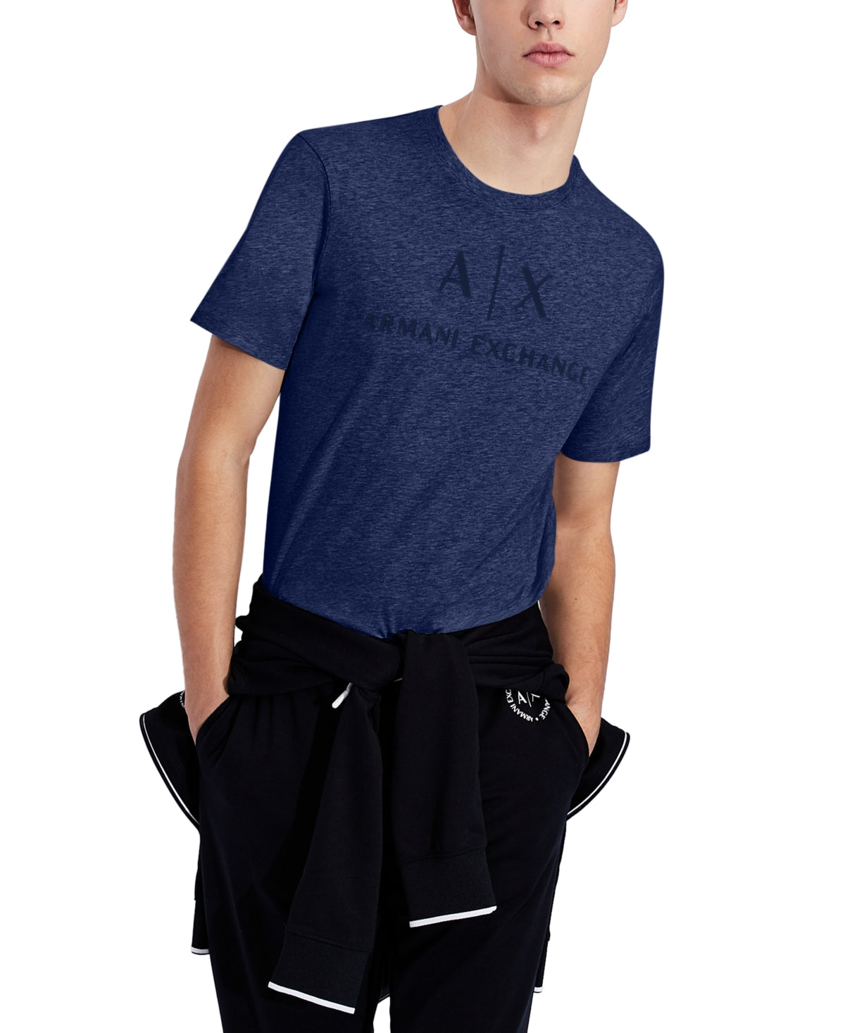 A|X Armani Exchange Men's Logo Crewneck T-Shirt Blue Size Large